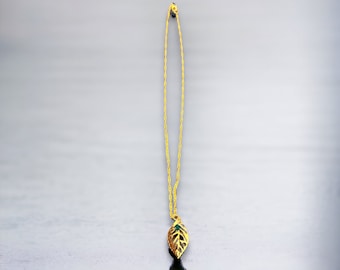Birthstone Leaf Pendant Necklace, Women's Dainty Necklace
