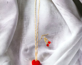 Heart Necklace and Earring Set
