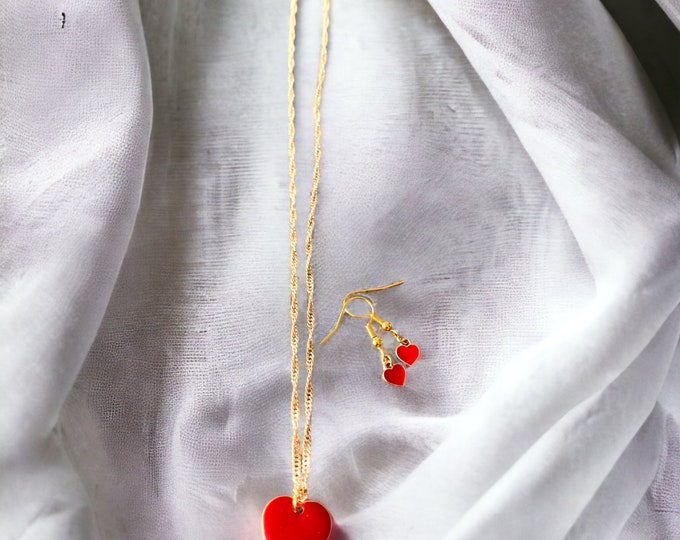 Heart Necklace and Earring Set