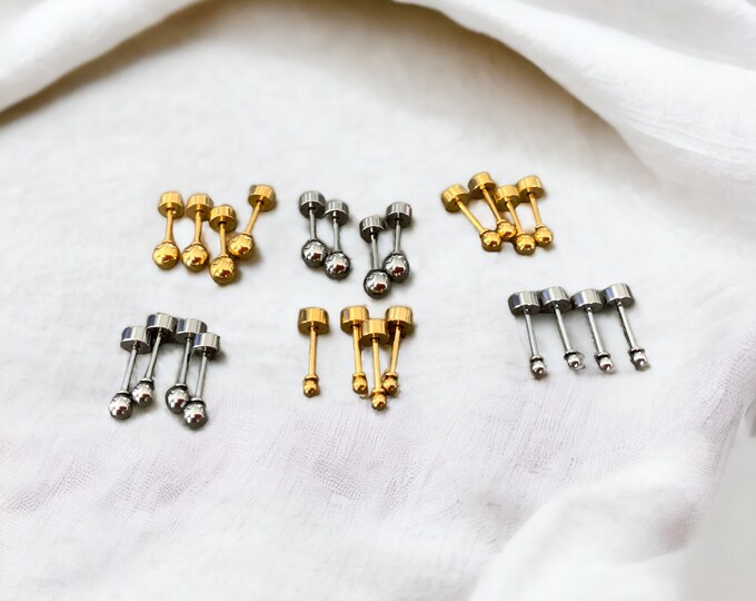 Round Ball Stud Earrings, Gold Ball Stud Earrings, Silver Ball Stud Earrings, Dainty Ball Studs