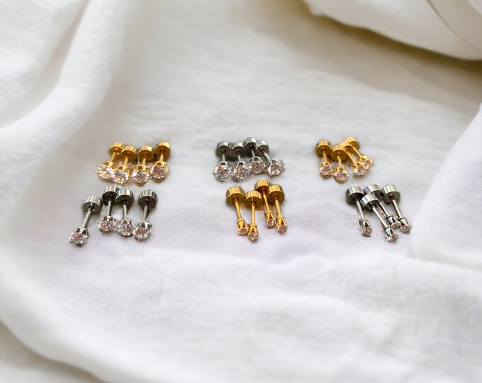 Cubic Zirconia Stud Earrings, Cubic Zirconia Studs, Stud Earrings, Dainty Stud Earrings
