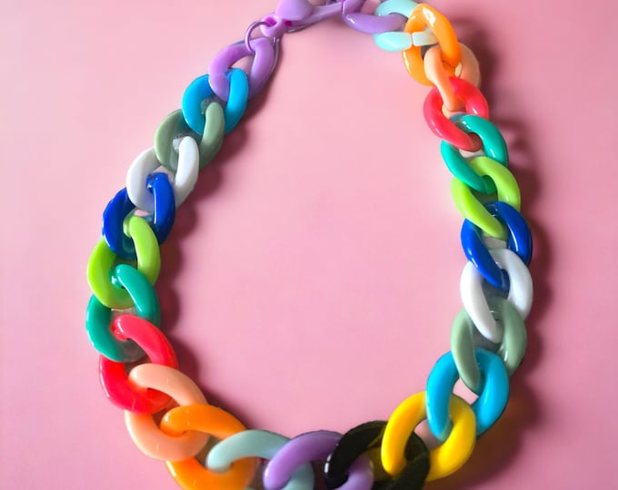 Kids Acrylic Link Necklace, Bright Colourful Necklace