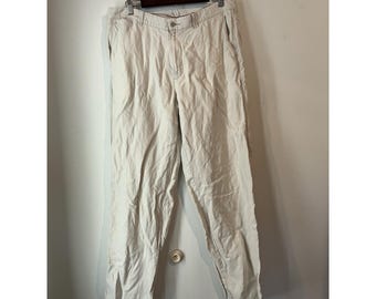 Vintage Tommy Bahama Linen Silk Blend Khaki Slacks 35x32 Light Wash Light Weight