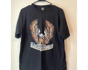 Vintage Harley Davidson Chrome 3D Emblem Big Eagle Single stitch Tshirt Small