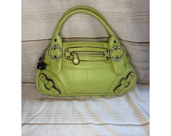 Bolso de hombro Guess Y2K verde lima con dije de diamantes de imitación McBling, bolso baguette
