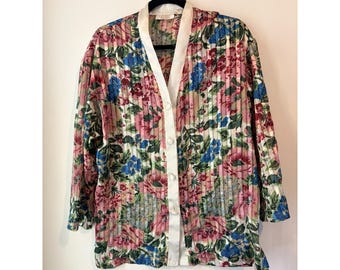 Vintage Victoria's Secret Gold Label Semi Sheer Floral Button Down Sleep Shirt S