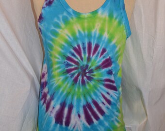Spiral Tie Dye Tank Top: Bright Festival Vest, Custom Colors (S-2XL)