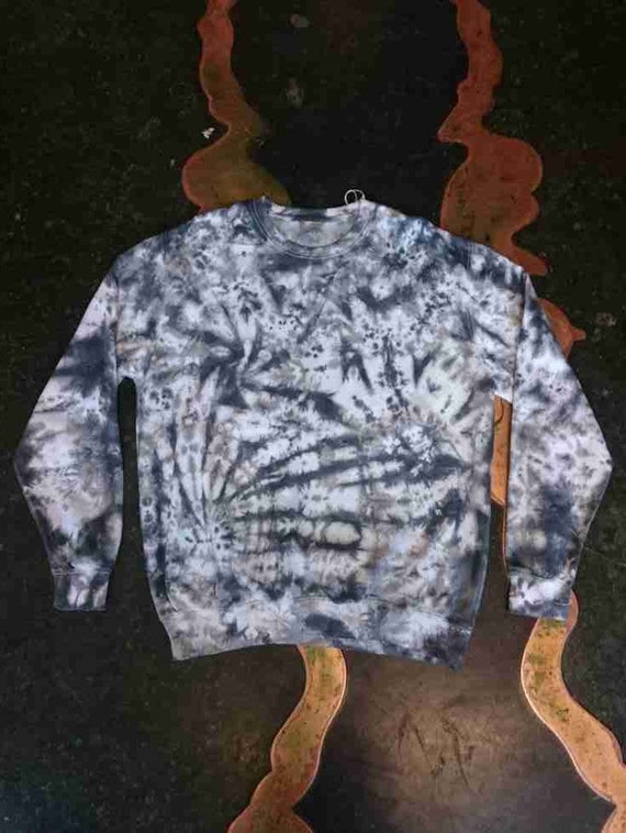Buy Tie Dye Grey Black Scrunch Sweatshirt Hoodie UNISEX XS-3XL - Main Image