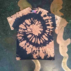 Koszulka z nadrukiem Tie Dye acid wash w kolorze czarno-brązowym, spiralnym UNISEX S-5XL