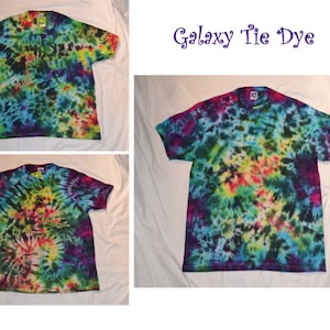 タイダイギャラクシーブラックレインボースクランチTシャツユニセックスS-5XL