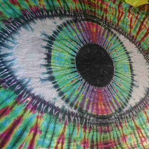 Tie Dye Wandbehang Psychedelic Rainbow Vision Auge 150 x 220 cm Handgemacht
