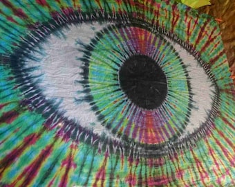 Tie Dye Tapestry Wall Hanging Psychedelic Rainbow Vision eye 150x220cm Handmade