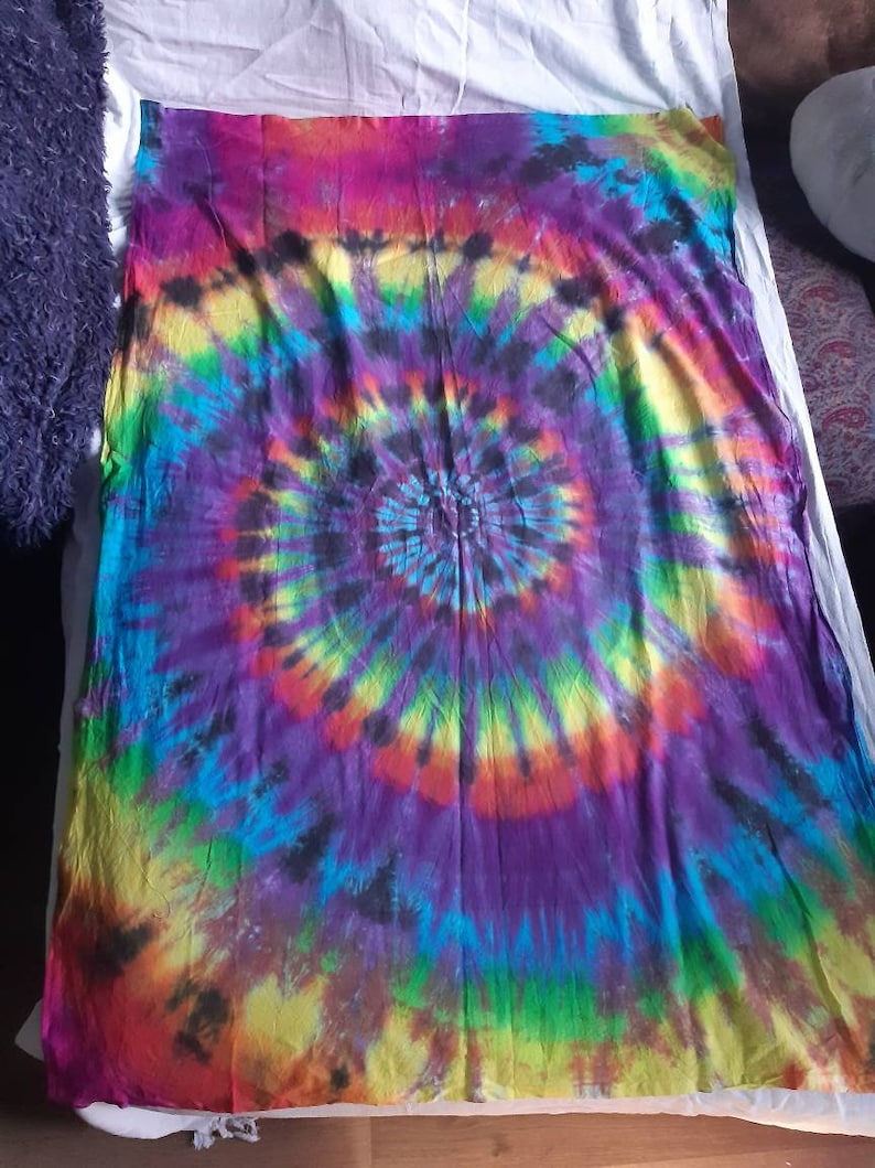Tie Dye Tapestry Wall Hanging Psychedelic Rainbow Spiral Etsy