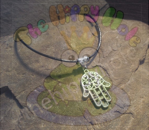 Hamsa Hand of Fatima Charm Choker Necklace Etsy Canada