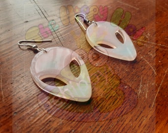 Alien face pastel marble 3D drop earrings