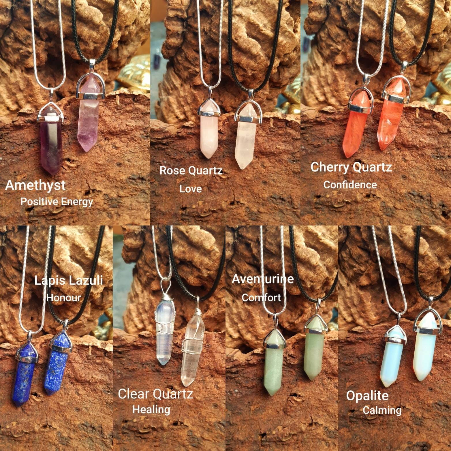Healing crystal Necklace protection gemstone pendant chakra Etsy