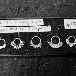 Ornate Indian Tribal 925 Sterling Silver Septum Ring Seamless nose Goa hippy