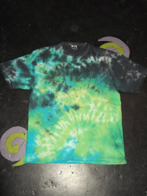 Tie Dye Black green dragon fire scrunch T shirt UNISEX S-5XL Tie Dye Black green dragon fire scrunch T shirt UNISEX S-5XL
