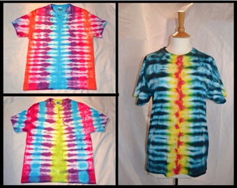 Tie Dye pli fan fold stripe festival T shirt UNISEX S-5XL