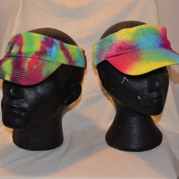 Handmade Tie Dye Visor Cap Rave Hat Rainbow Multi Colour Festival
