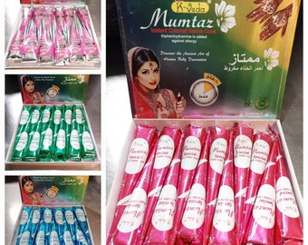 Coloured Henna Cone x12 FULL BOX 100% Natural wholesale bulk buy Mumtaz