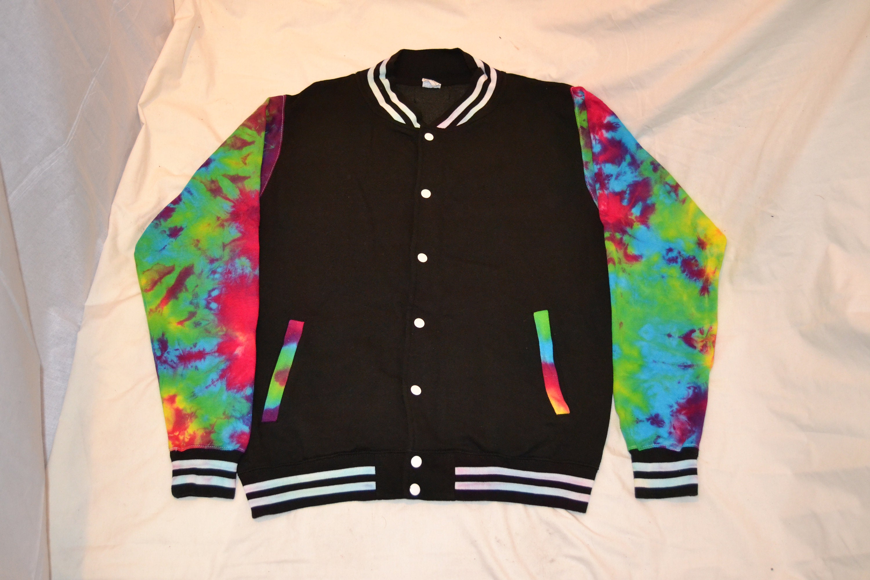Tie Dye Trippy Rainbow College Style Jock Varsity Jacket Handmade Etsy UK