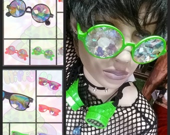 Kaleidoscope Rainbow Vision Trippy Festival Rave Glasses wayfarer and lennons