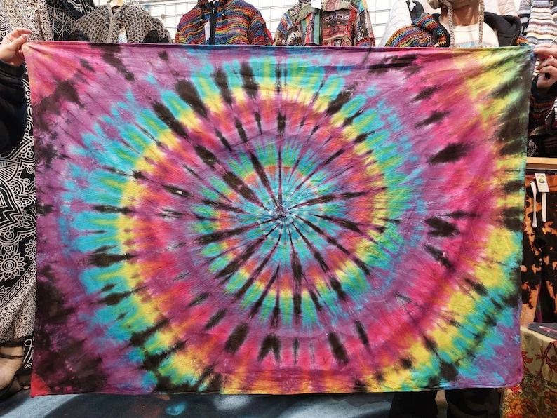 Tie Dye Tapestry Wall Hanging Psychedelic Rainbow Spiral Etsy