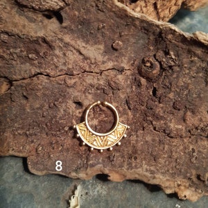 Ornate Indian Tribal brass gold Clip On Septum Ring nose Goa hippy image 8