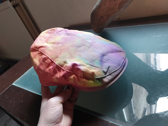 Handmade Tie Dye Flatcap Gatsby Newsboy Rave Hat Rainbow  display picture 3