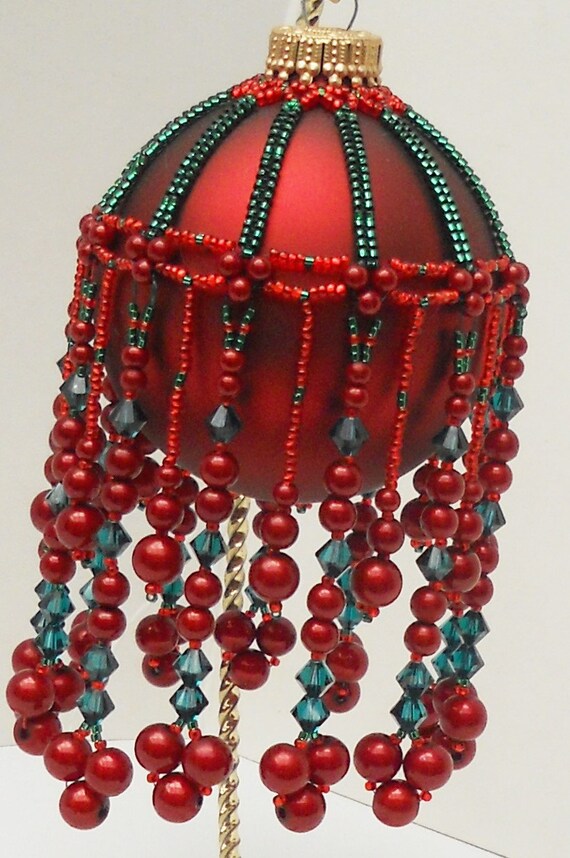 Pattern Beaded Christmas Ornament Cover Boughs of Holly Etsy
