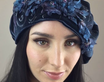 Couture Embroidered Velvet Beret