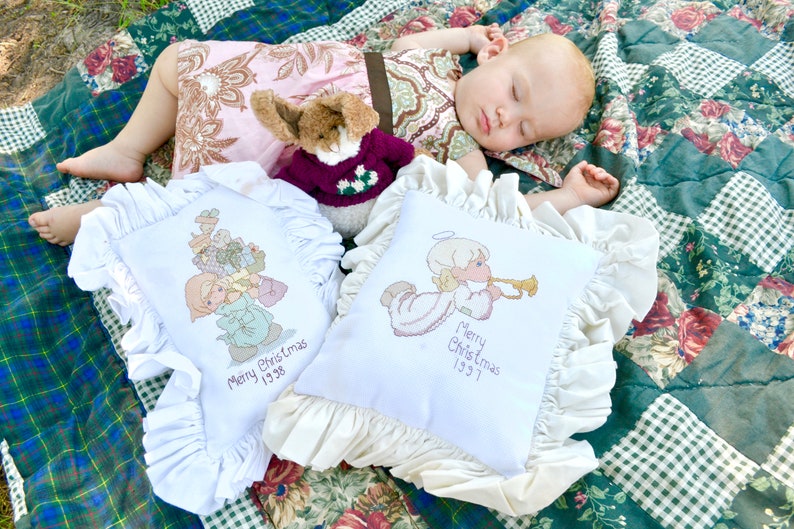 Precious Moments Christmas Pillows Vintage 1997 And 1998 Etsy