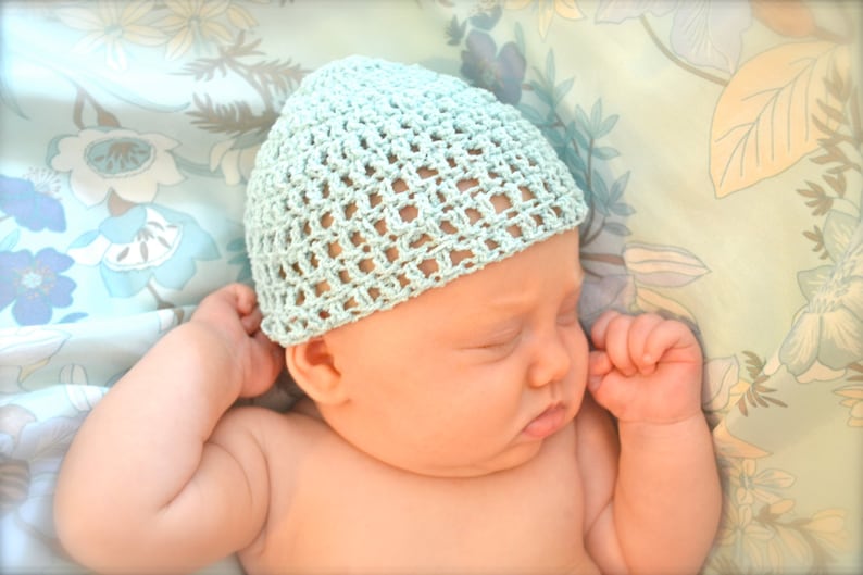 Mint Cream Crochet Baby Hat Newly Woven With Vintage 1962 Etsy