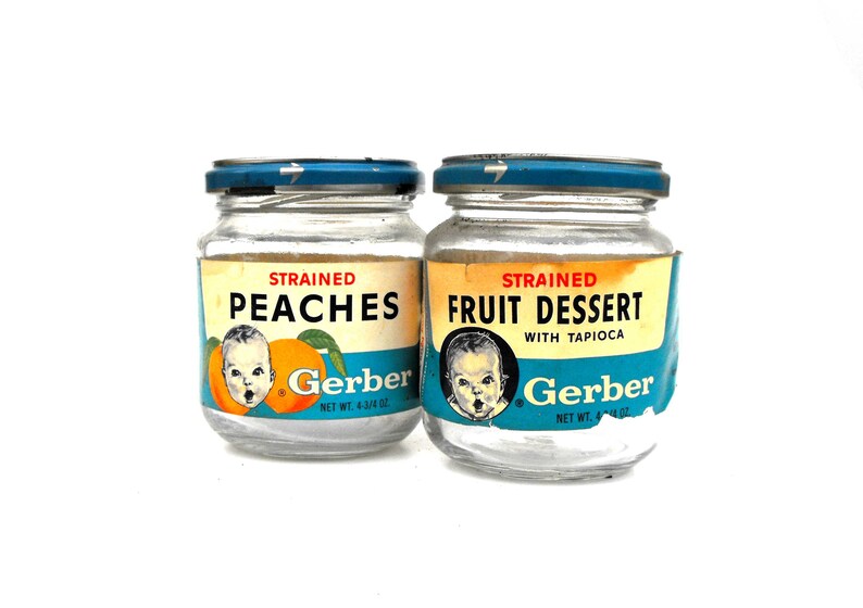 1960s Gerber Baby Food Jars Vintage Peaches & Fruit Dessert Etsy