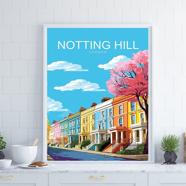 Notting Hill Wall Art, Notting Hill Poster, London Poster, Movie Poster, London Travel Art, Travel Wall Art, London England