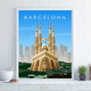 Barcelona Print, Barcelona Poster, Spain Wall Art, La Sagrada Familia Wall Art, Travel Wall Art, Anniversary Gift, Travel Poster