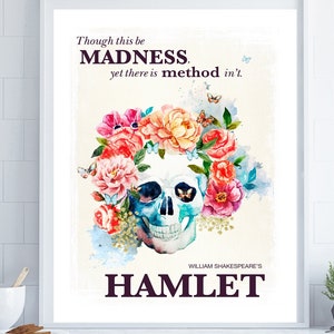 Hamlet Poster, Shakespeare Poster, Shakespeare Quote, Shakespeare Wall Art, Dorm Decor, Theatre Poster, Drama Student Gift, Theatre Gift