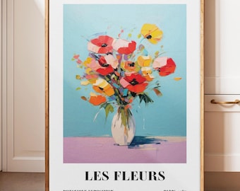 Les Fleurs French Poster, Paris Floral Art Print, Flower Poster
