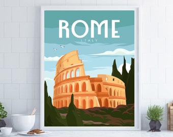 Rome Poster, Rome Travel Poster, Italy Poster, Retro Poster, Retro Travel Poster, Colesseum Poster, Travel Gift, Travel Wall Art