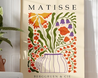 Matisse Flower Market Print, Boho Flower Art, Bedroom Wall Décor, Living Room Wall Print, Exhibition Poster, Mid Century Print