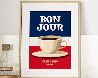 Coffee Poster, Kitchen Wall Art, French Quote Poster, Fun Quote Poster, French Decor, Paris Wall Art, Cafe Poster, Coffee Sign, Gift France