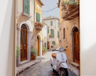 Italy Travel Poster, Vespa Poster, Mediterranean Wall Art, Boho Wall Art, Rustic Wall Art, Romantic Wall Art, Neutral Wall Art