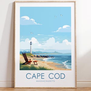 Cape Cod Lighthouse Poster – Nautical Coastal Wall Art, New England Ocean Print, Beach House Decor, Seaside Nautical Gift