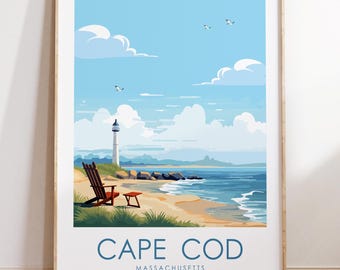 Cape Cod Lighthouse Print: Coastal New England Nautical Wall Art