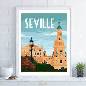 Seville Poster, Seville Wall Art, Spain Wall Art,  Travel Poster, Retro Travel Poster, Spain Decor, Housewarming Gift
