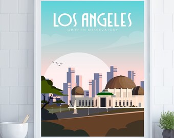 Los Angeles, Los Angeles Poster, Griffith Observatory, California Poster, America, Skyline Poster, Travel Wall Art, Los Angeles Art