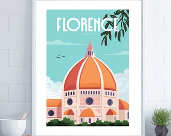 Florence Poster, Italy Poster, Retro Travel Wall Art, Travel Wall Art, Tourism Poster, Romantic Wall Art, Retro Poster, Wedding Gift