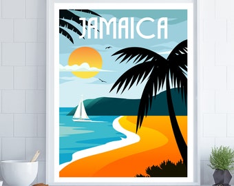 Jamaica Poster, Travel Wall Art, Jamaica Wall Art, Jamaica Gift,  Anniversary Gift, Wedding Gift, Housewarming Gift, Retro Wall Art