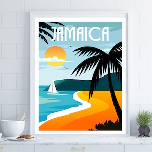 Jamaica Poster, Travel Wall Art, Jamaica Wall Art, Jamaica Gift,  Anniversary Gift, Wedding Gift, Housewarming Gift, Retro Wall Art